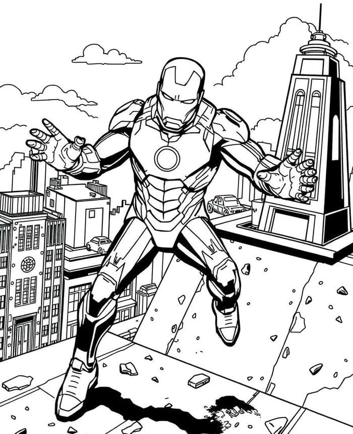 hình ảnh tô màu iron man chiến đấu