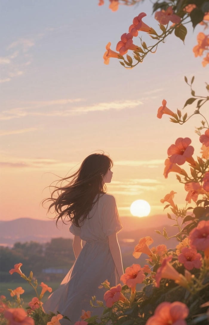 hình anime ánh hoàng hôn