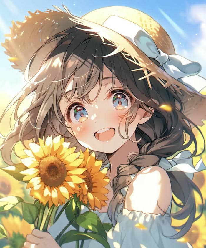 hình anime đồng hoa vàng