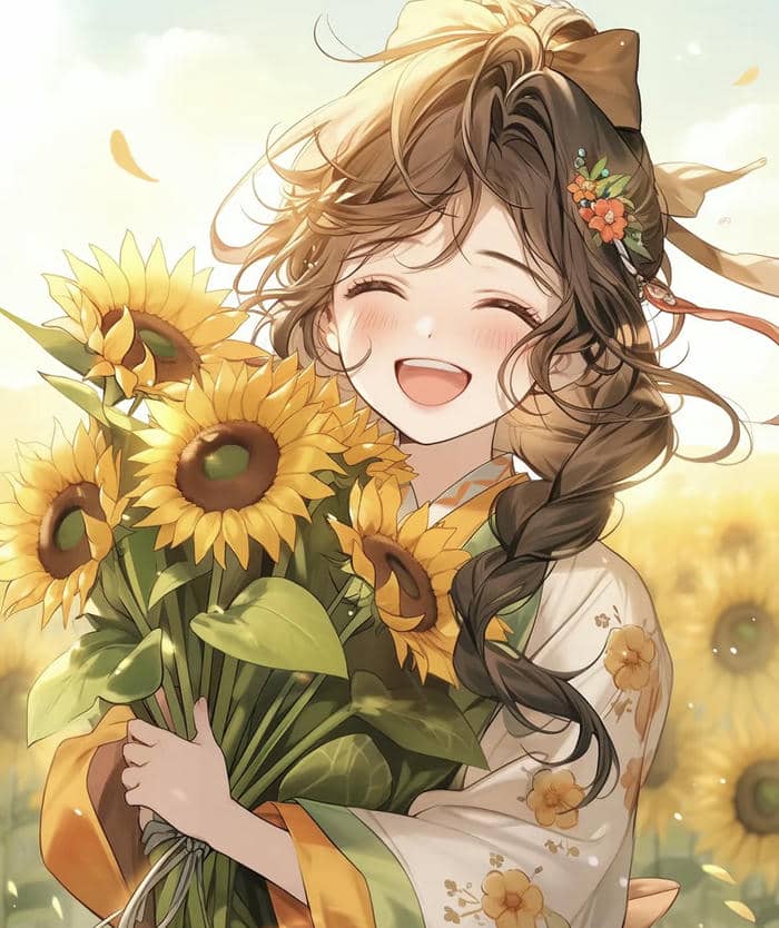 hình anime đồng hướng dương đẹp