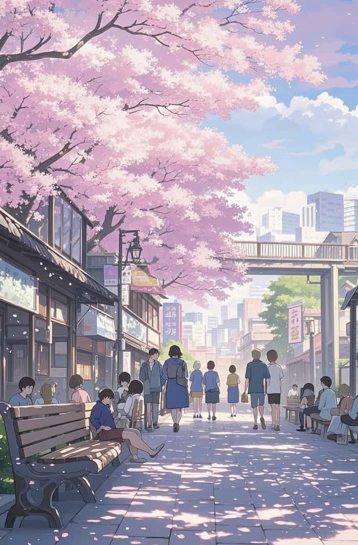 hình anime hoa anh đào