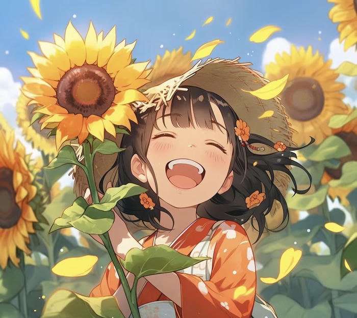 hình anime hoa vàng rực