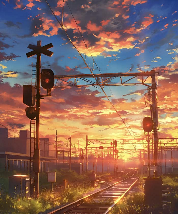 hình anime hoàng hôn ấm