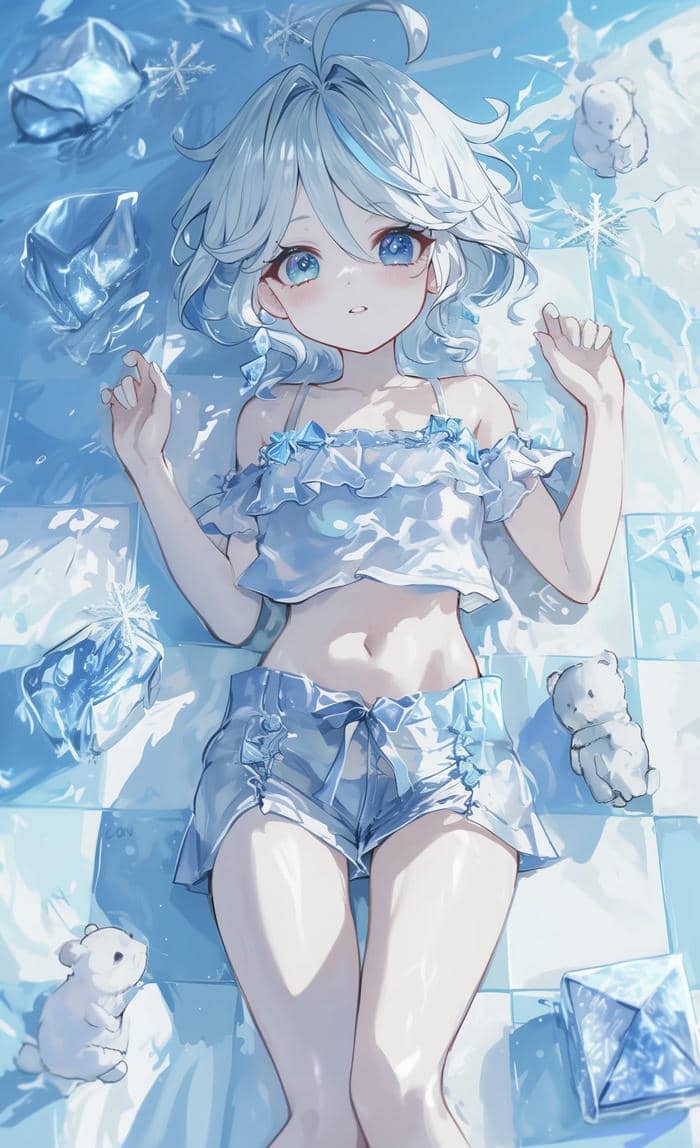 hình anime màu xanh pastel