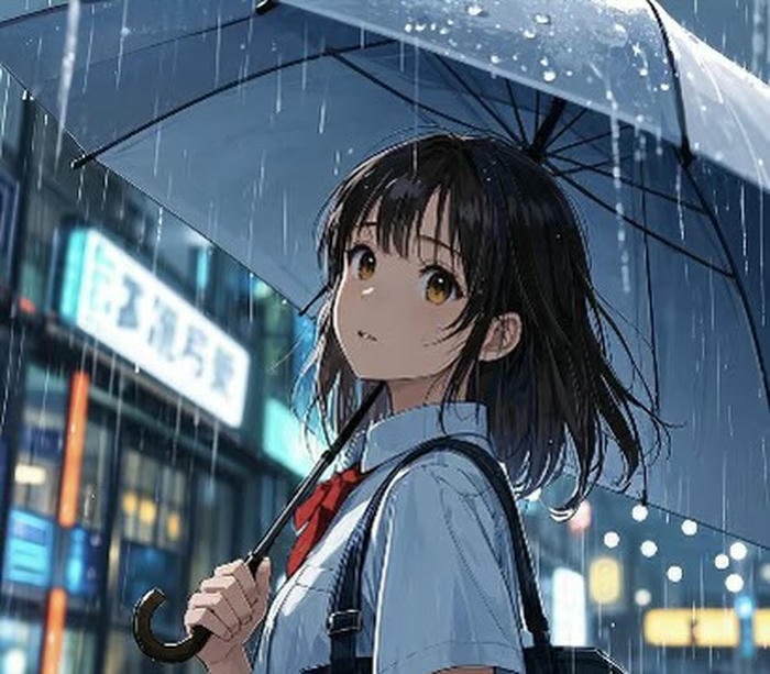 hình anime mưa lạnh