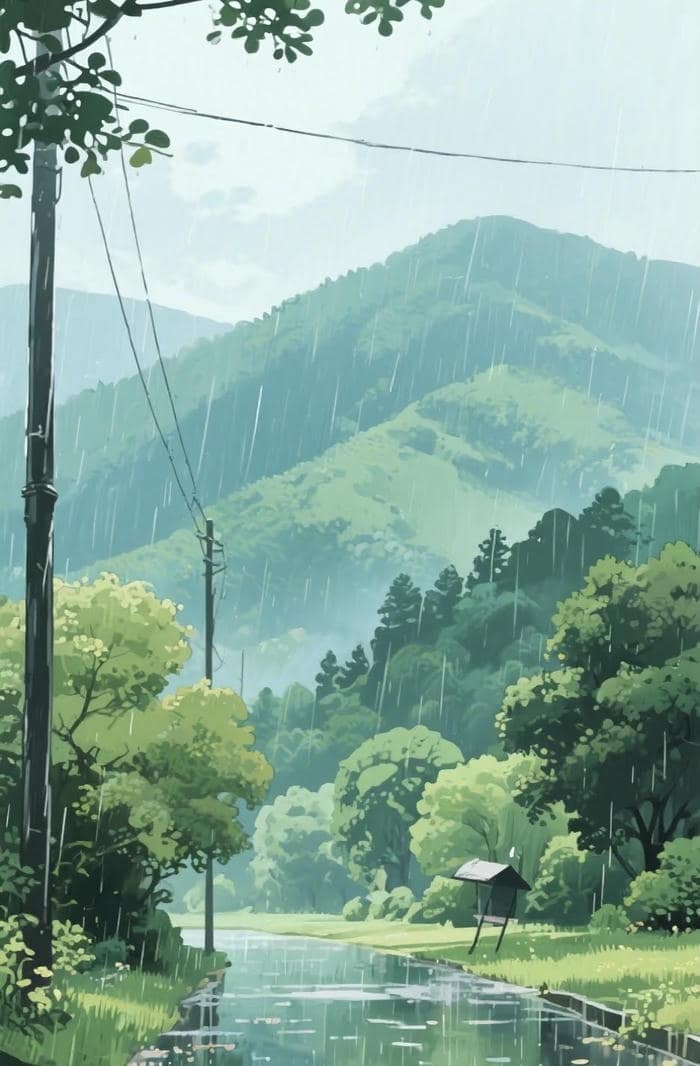 hình anime mưa tối