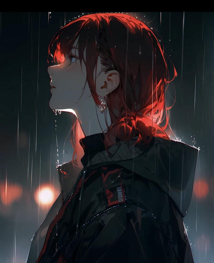 hình anime tâm sự dưới mưa