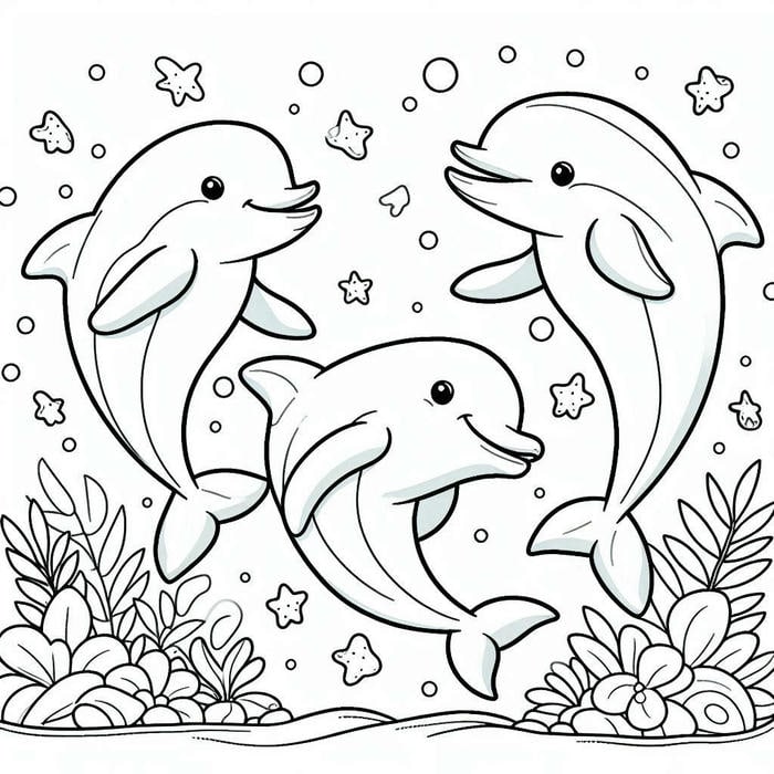 hình cá heo tô màu cho bé tập vẽ