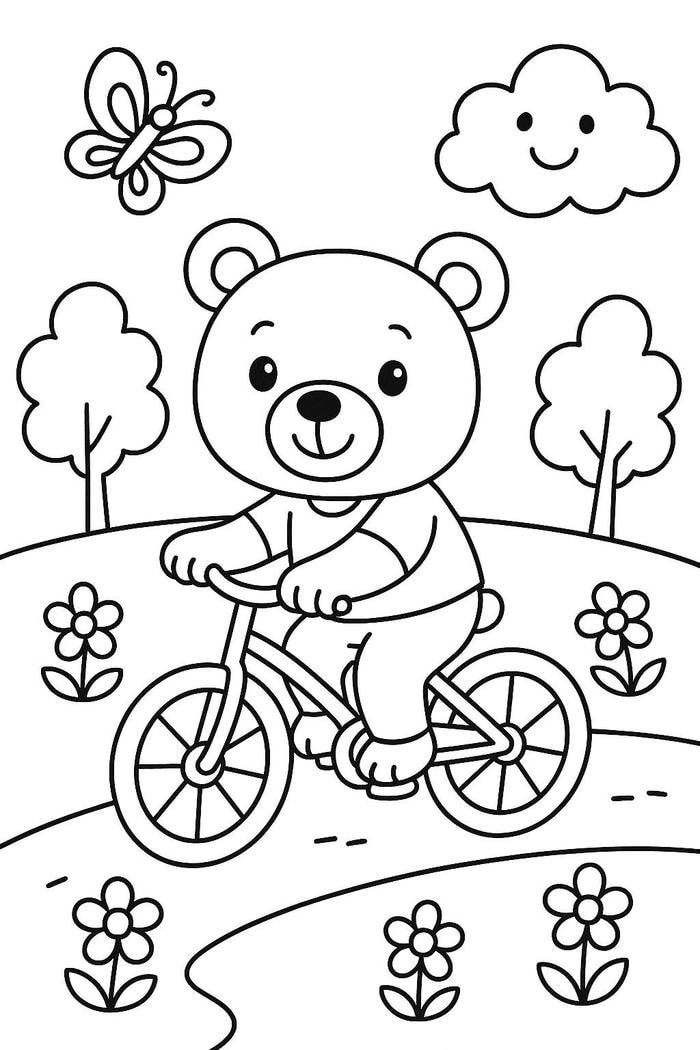 hình gấu đơn giản tô màu