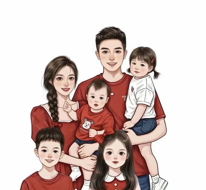 hình gia đình chibi cute dễ thương