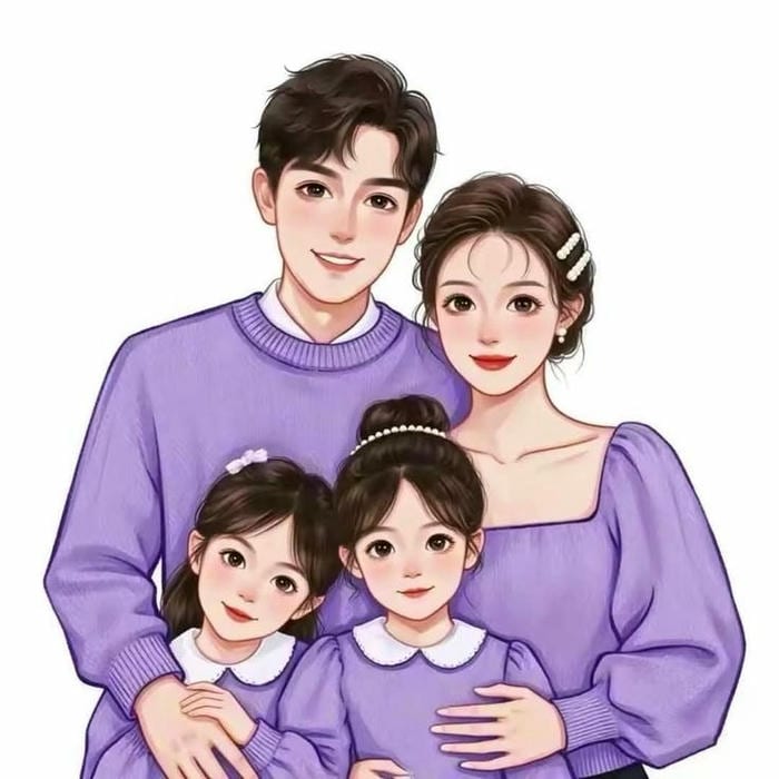 hình gia đình chibi hạnh phúc