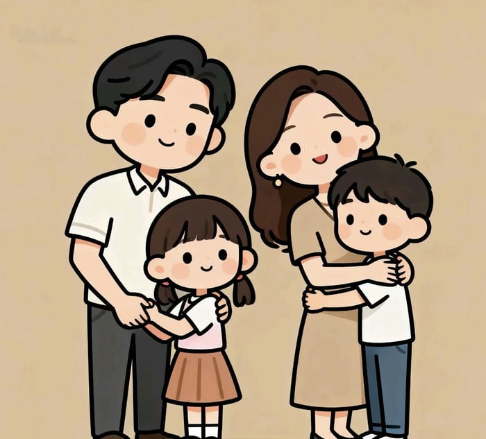 hình gia đình chibi vui vẻ đẹp nhất