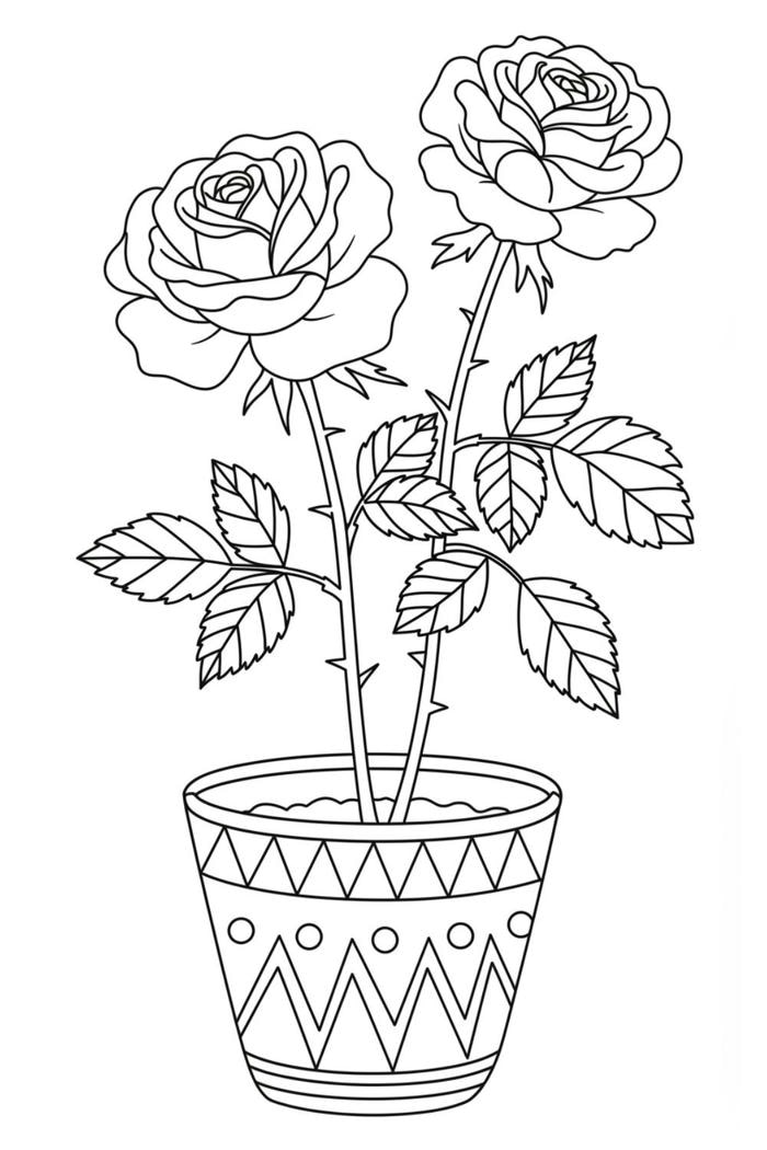 hình hoa hồng nhỏ xinh để tô