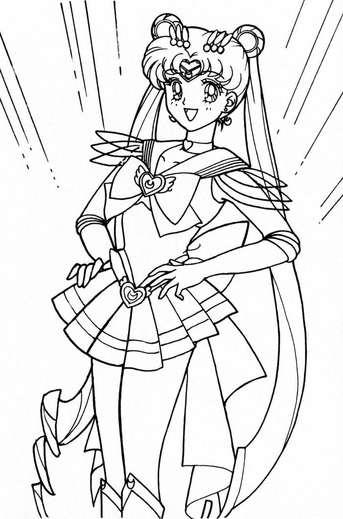 hình nét thủy thủ mặt trăng dễ tô