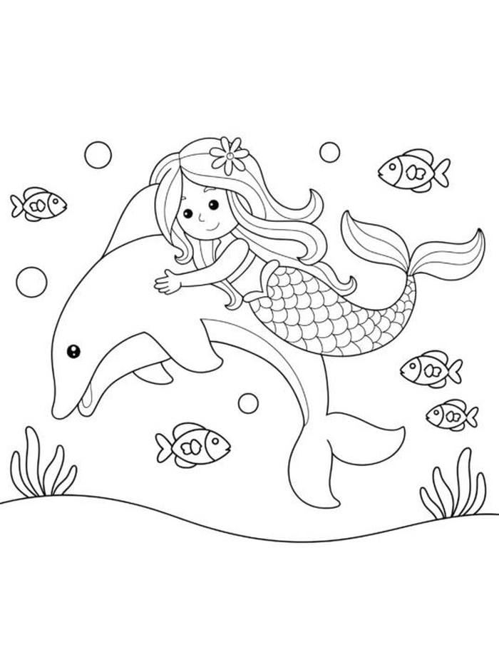 hình tô màu cá heo cho bé tập tô vui