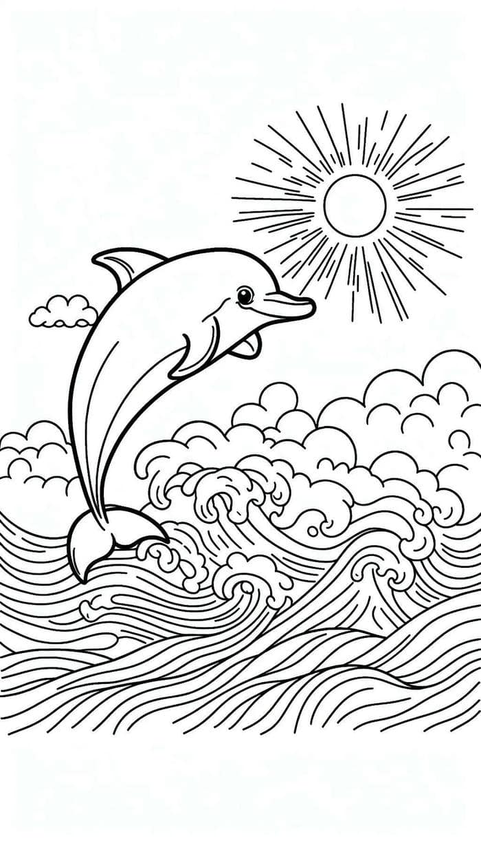 hình tô màu cá heo cute tạo hứng thú cho trẻ