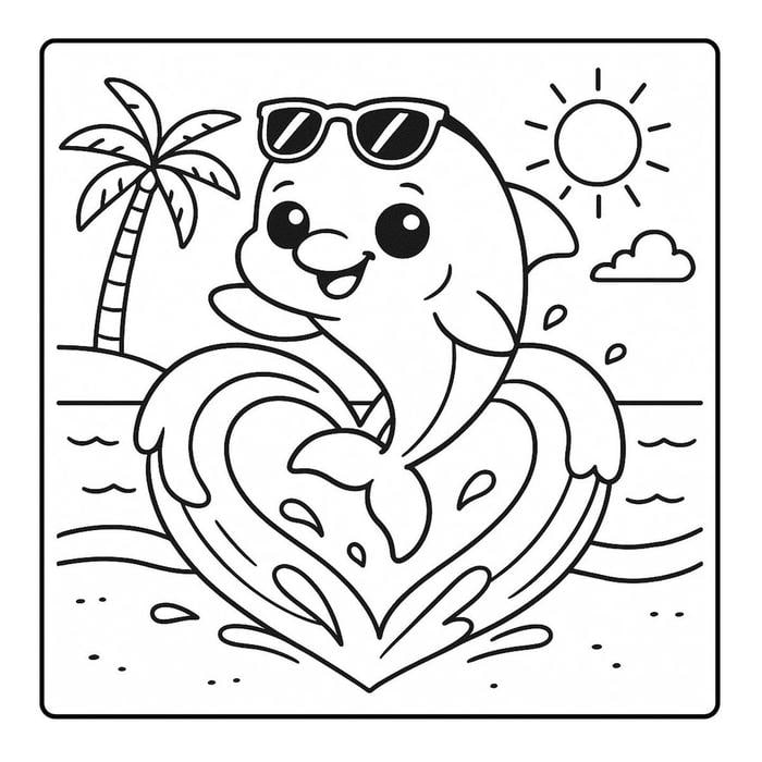 hình tô màu cá heo đáng yêu dễ thực hiện