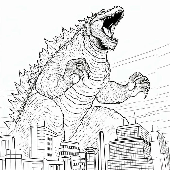 hình tô màu godzilla dữ dằn