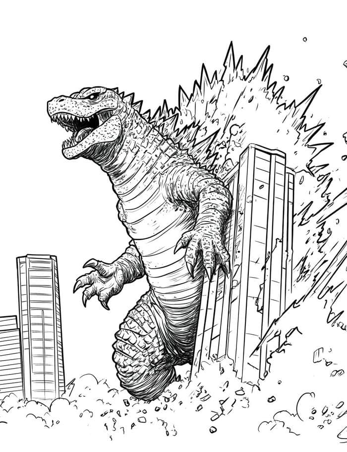 hình tô màu godzilla hung dữ
