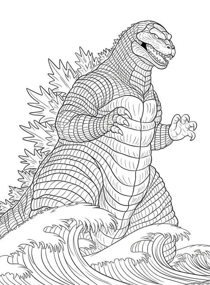hình tô màu godzilla mạnh mẽ oai vệ