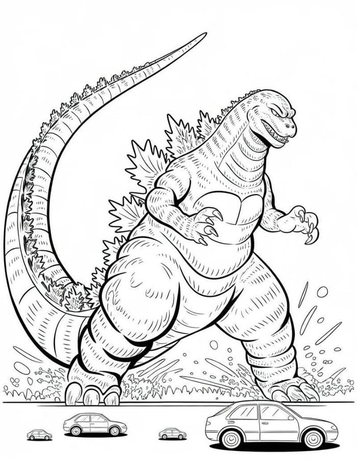 hình tô màu godzilla uy nghiêm