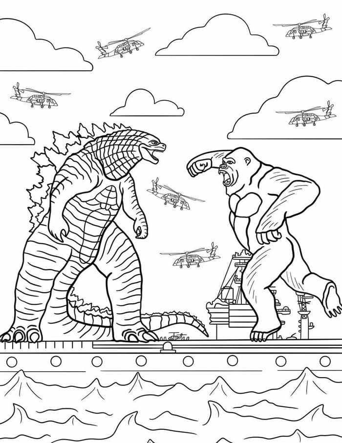 hình tô màu godzilla và kingkong