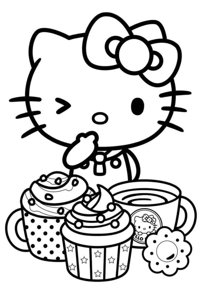 hình tô màu hello kitty đáng yêu