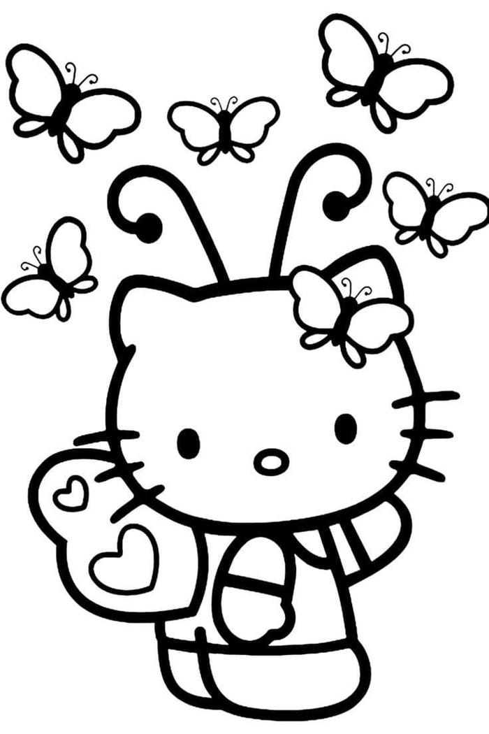 hình tô màu hello kitty nét to