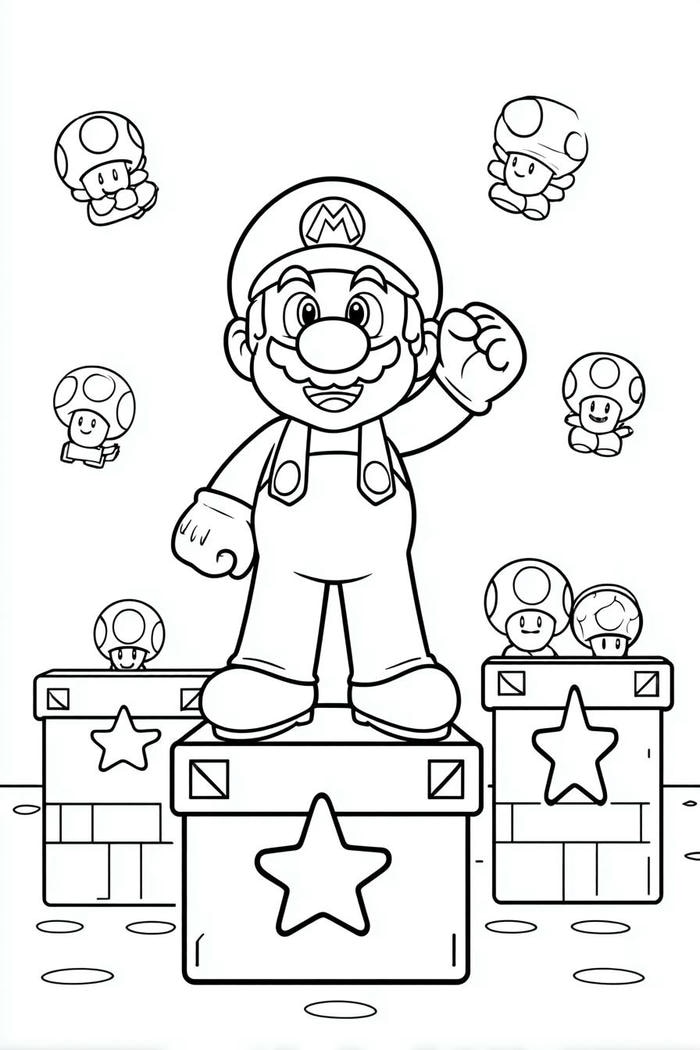 hình tô màu mario biểu tượng tuổi thơ game