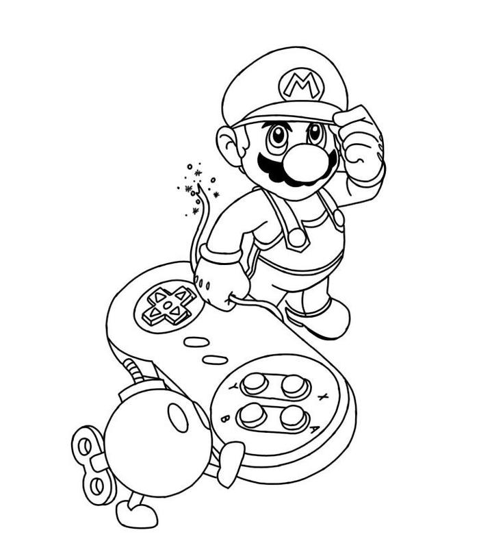 hình tô màu mario xuất hiện trong game gia đình