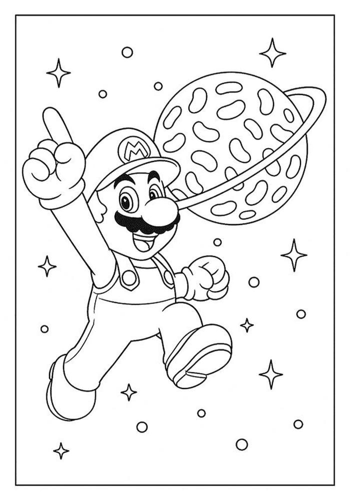 hình tô màu mario xuất hiện trong thế giới game