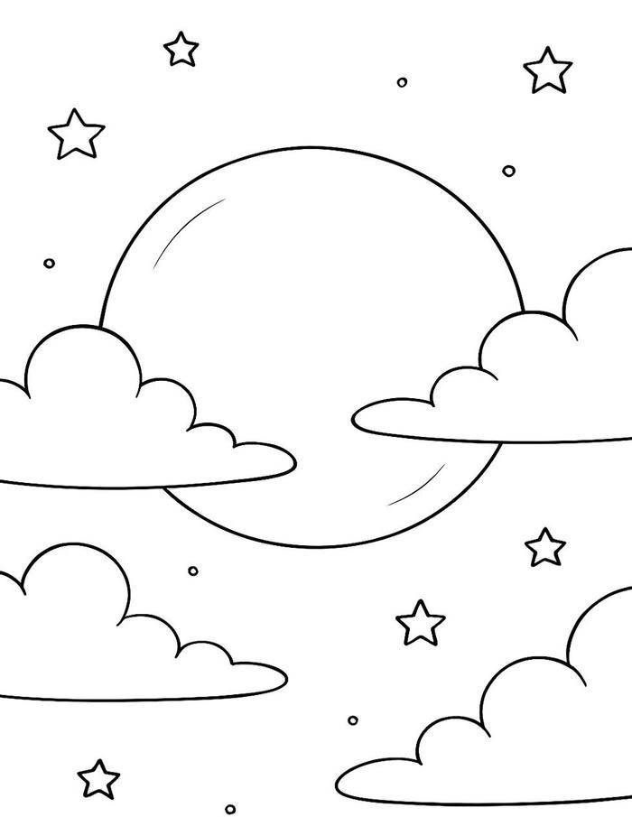 hình tô màu mây ít chi tiết