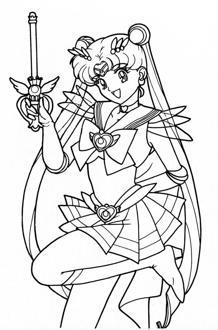 hình tô màu thủy thủ mặt trăng dễ tải