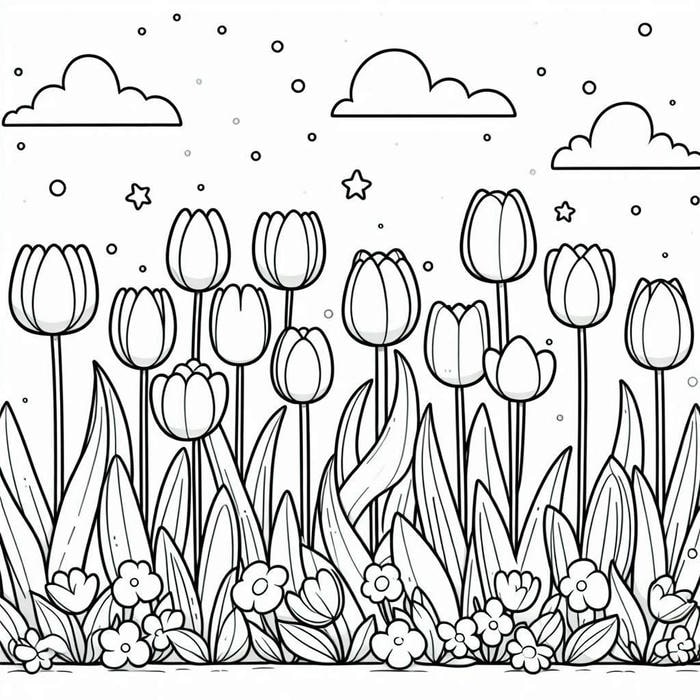 hình tô màu tulip dành cho trẻ em