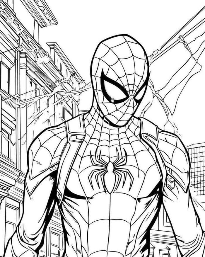 hình tô spider man thân hình cơ bắp