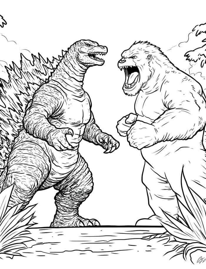 hình tranh tô màu godzilla nhân vật phim