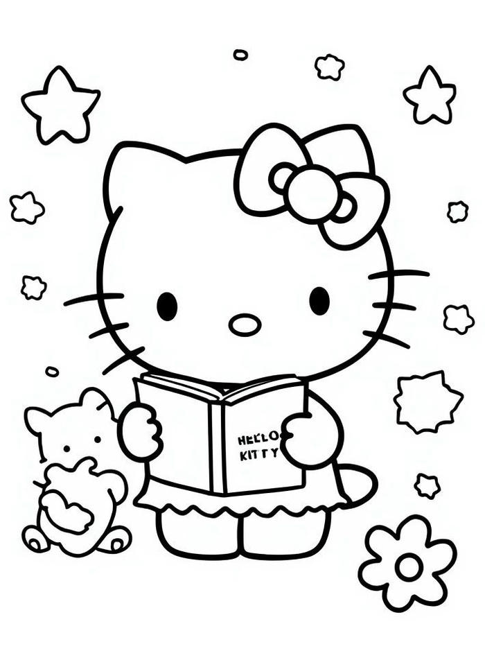 hình tranh tô màu hello kitty
