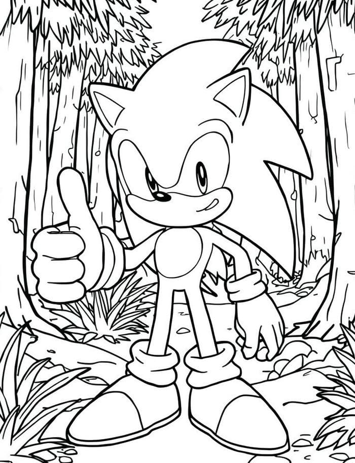 hình tranh tô màu sonic phong thái mạnh mẽ