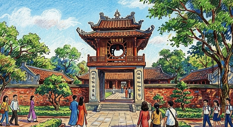 hình vẽ di sản văn hóa lịch sử nổi tiếng Việt Nam