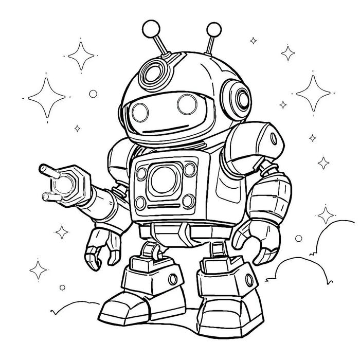 hình vẽ robot chiến binh tối giản