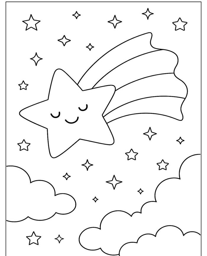 hình vẽ sao 5 cánh tô màu