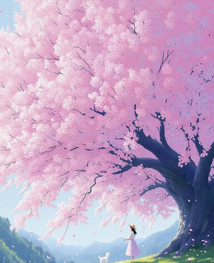 hoa anh đào phong cách anime