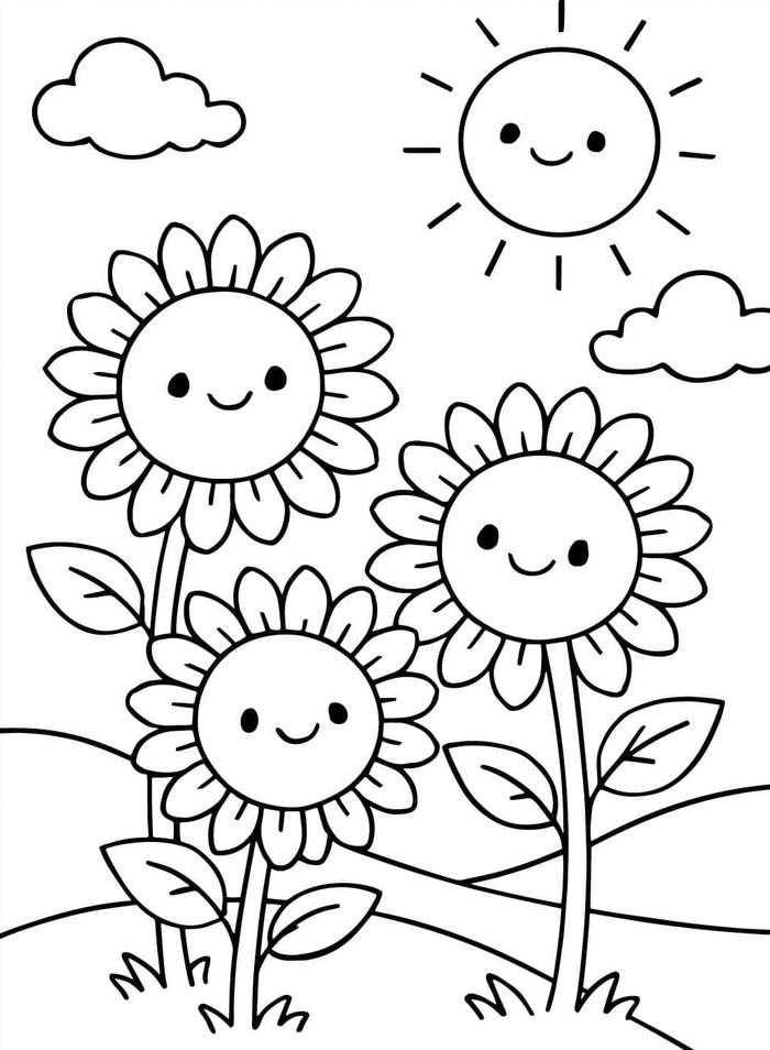 hoa hướng dương cho bé tập tô