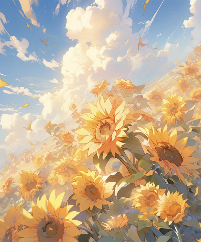 hoa hướng dương nắng vàng anime