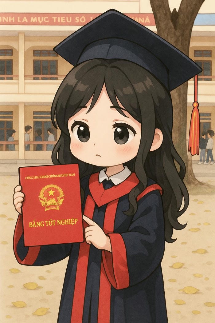 học sinh chibi ngoài trời