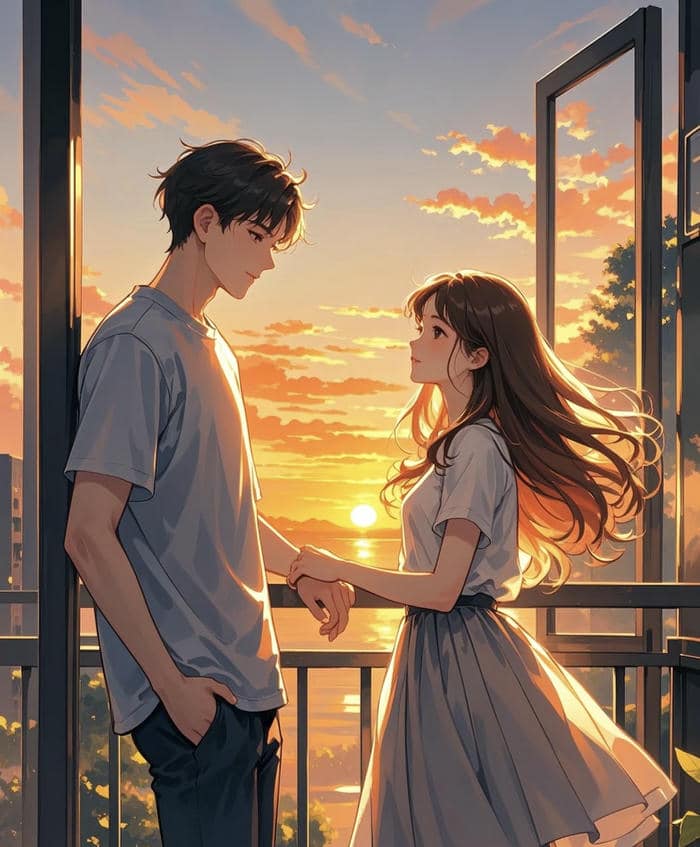 khung cảnh anime hoàng hôn