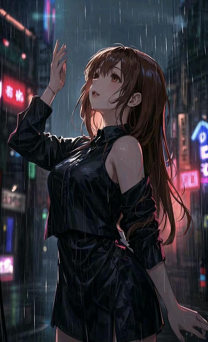 khung cảnh anime mưa buồn