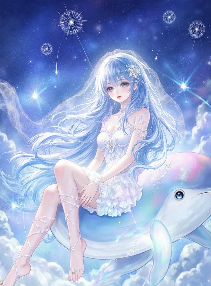 khung cảnh anime xanh dương nhạt