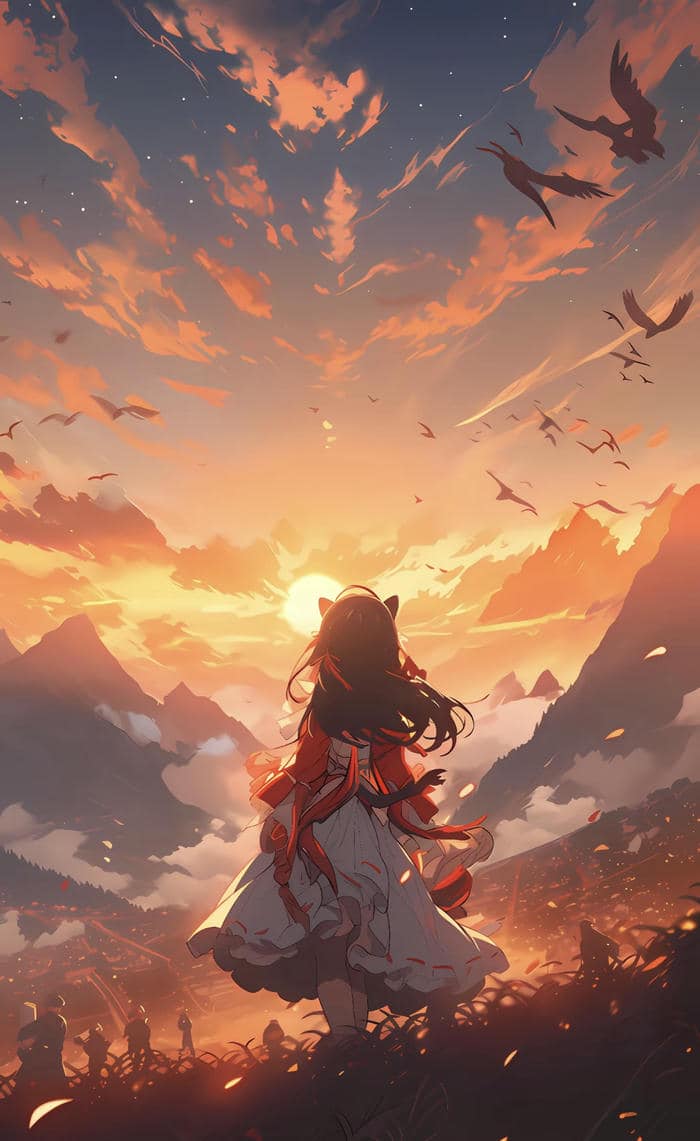 khung cảnh chiều muộn anime