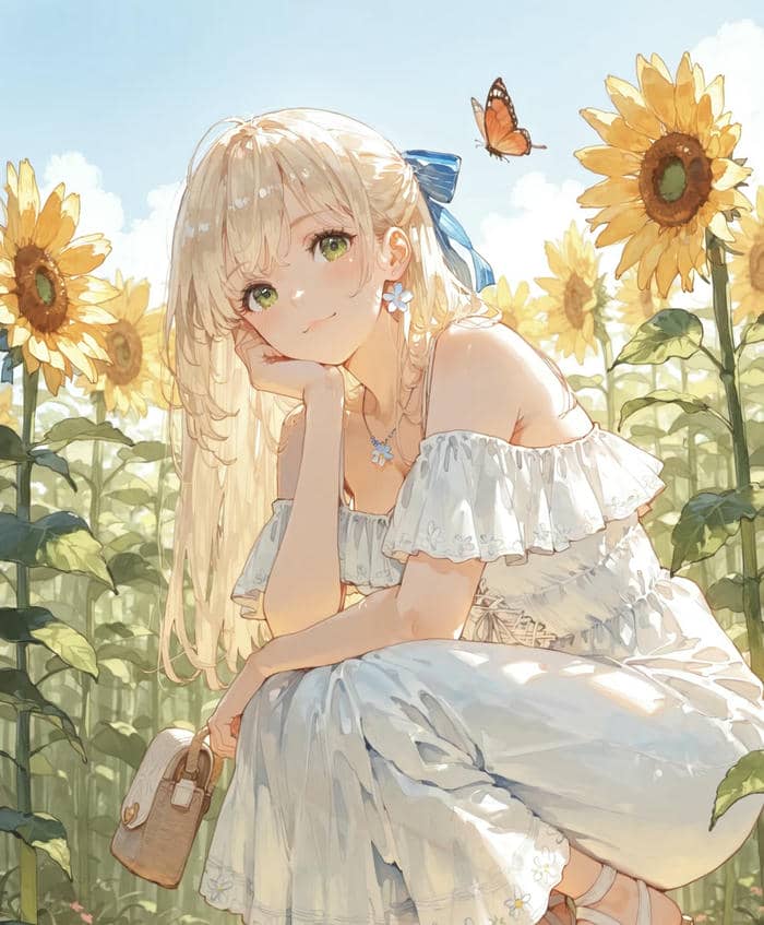 khung cảnh hướng dương anime